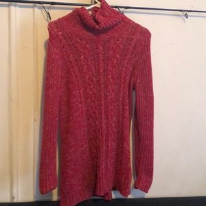 A red maternity sweater